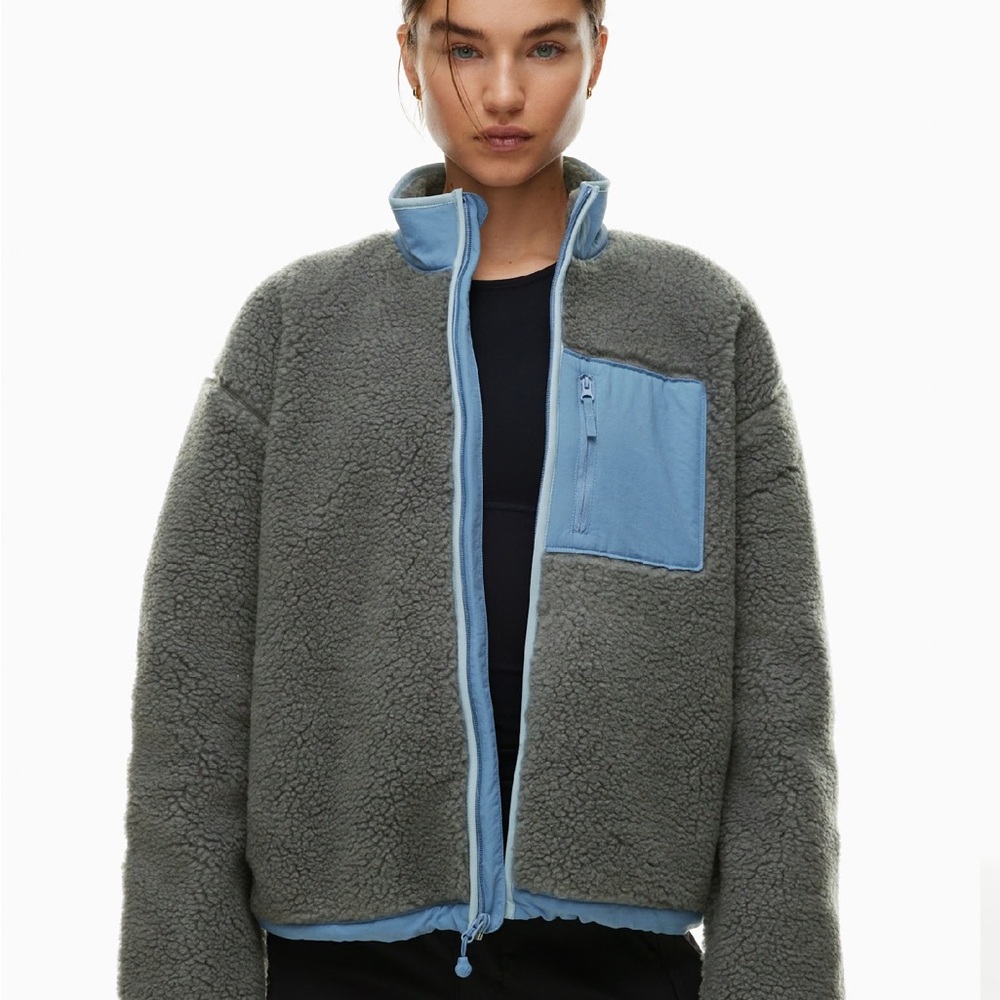 Aritzia Gray and Blue Teddy Jacket